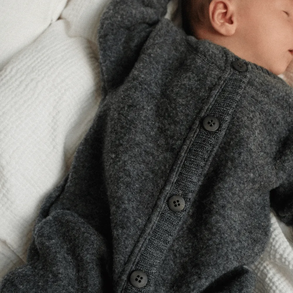 Baby suit - 100% Wool Fleece - Dark Grey