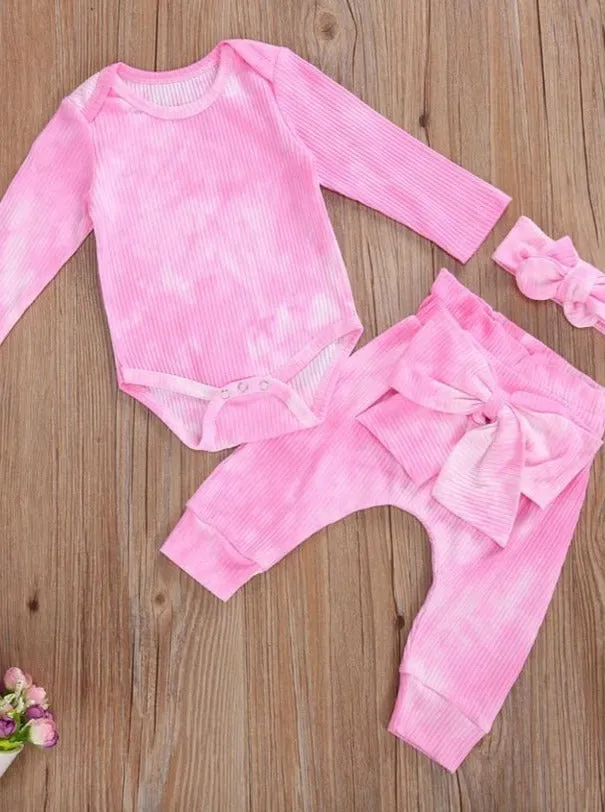 Baby Tie Dye Diva Ribbed Onesie, Leggings, and Headband Set