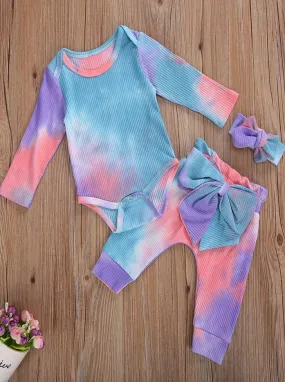 Baby Tie Dye Diva Ribbed Onesie, Leggings, and Headband Set