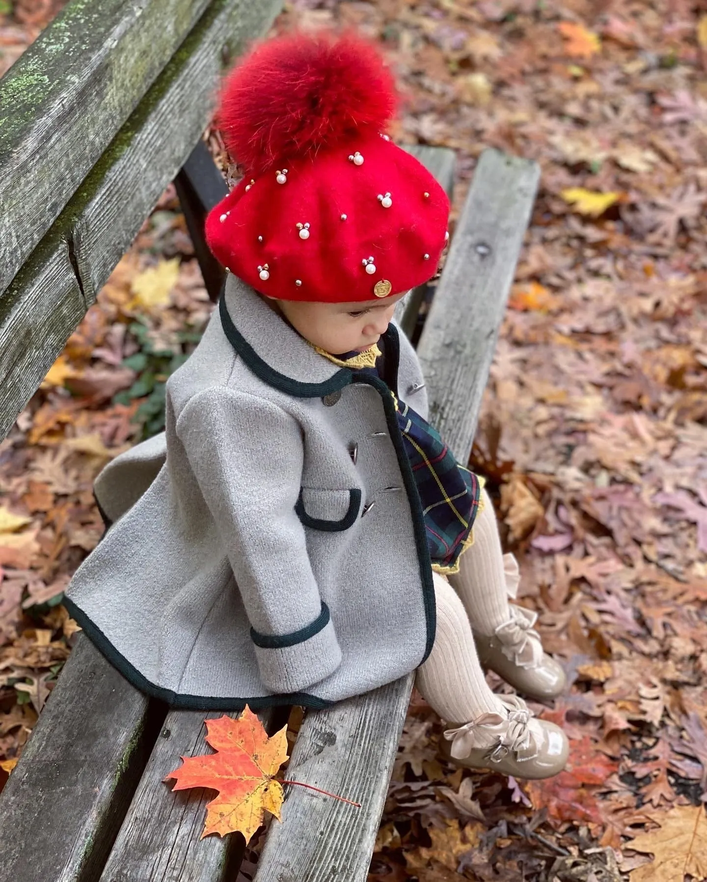 Baby Wool Beret with Pearls