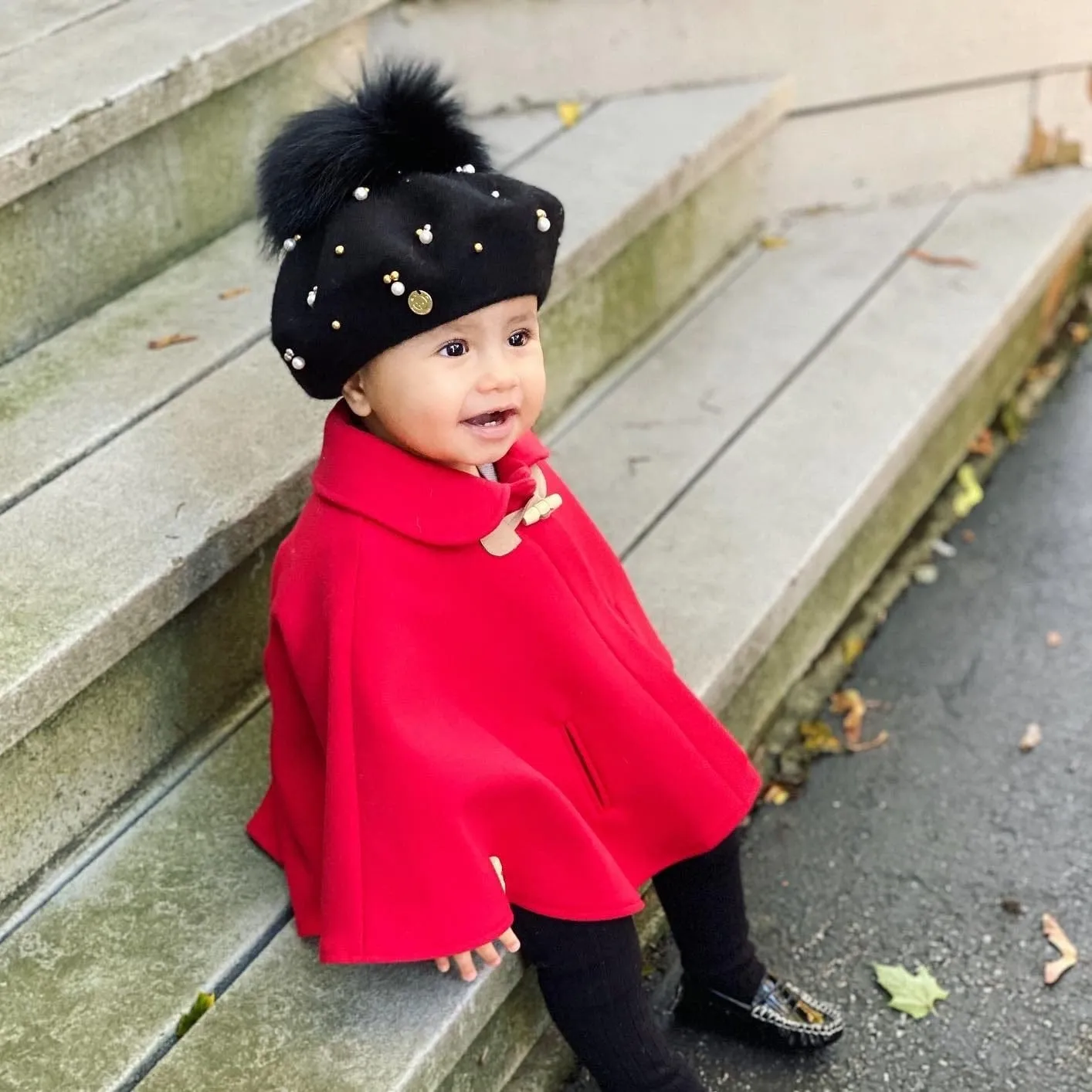 Baby Wool Beret with Pearls