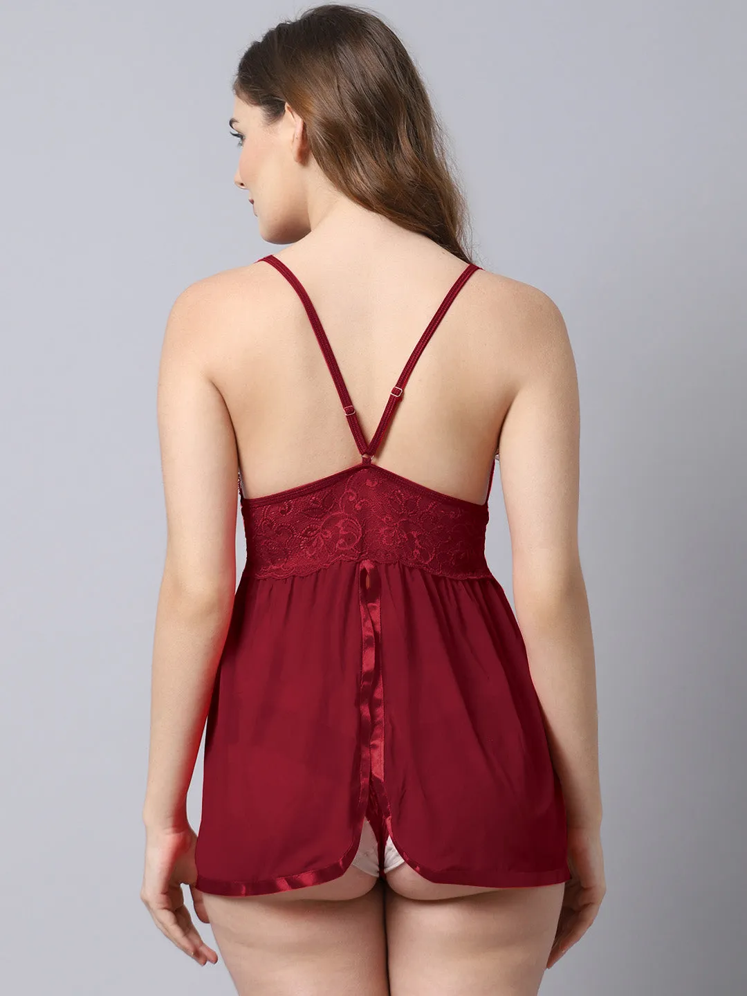 Babydoll Intrinsic Lacy Dress - Wine