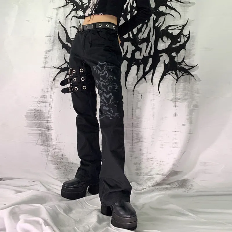 Bandage Low Waist Cargo Pants Gothic