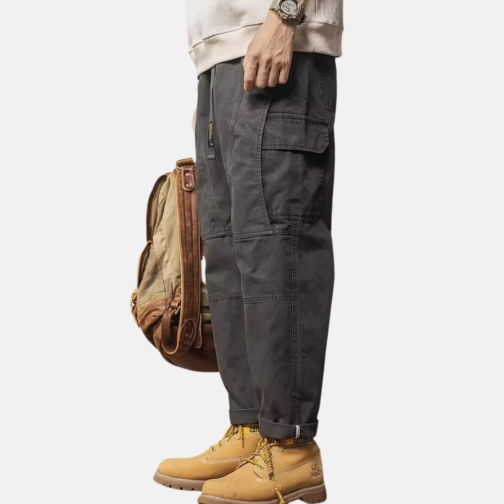 Belted Straight-Leg Cargo Pants