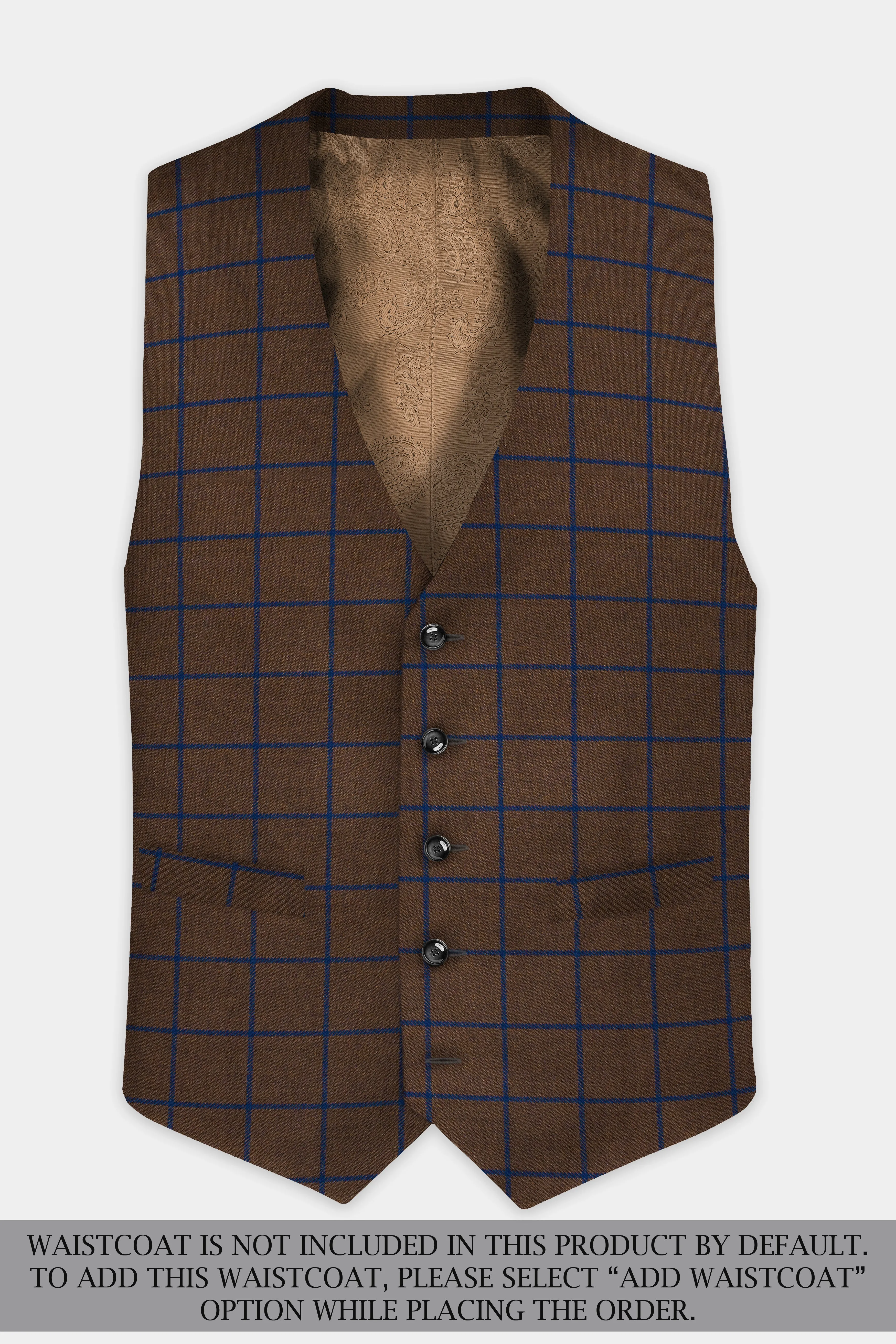 Bistre Brown with Catalina Blue Windowpane Double Breasted Tweed Suit