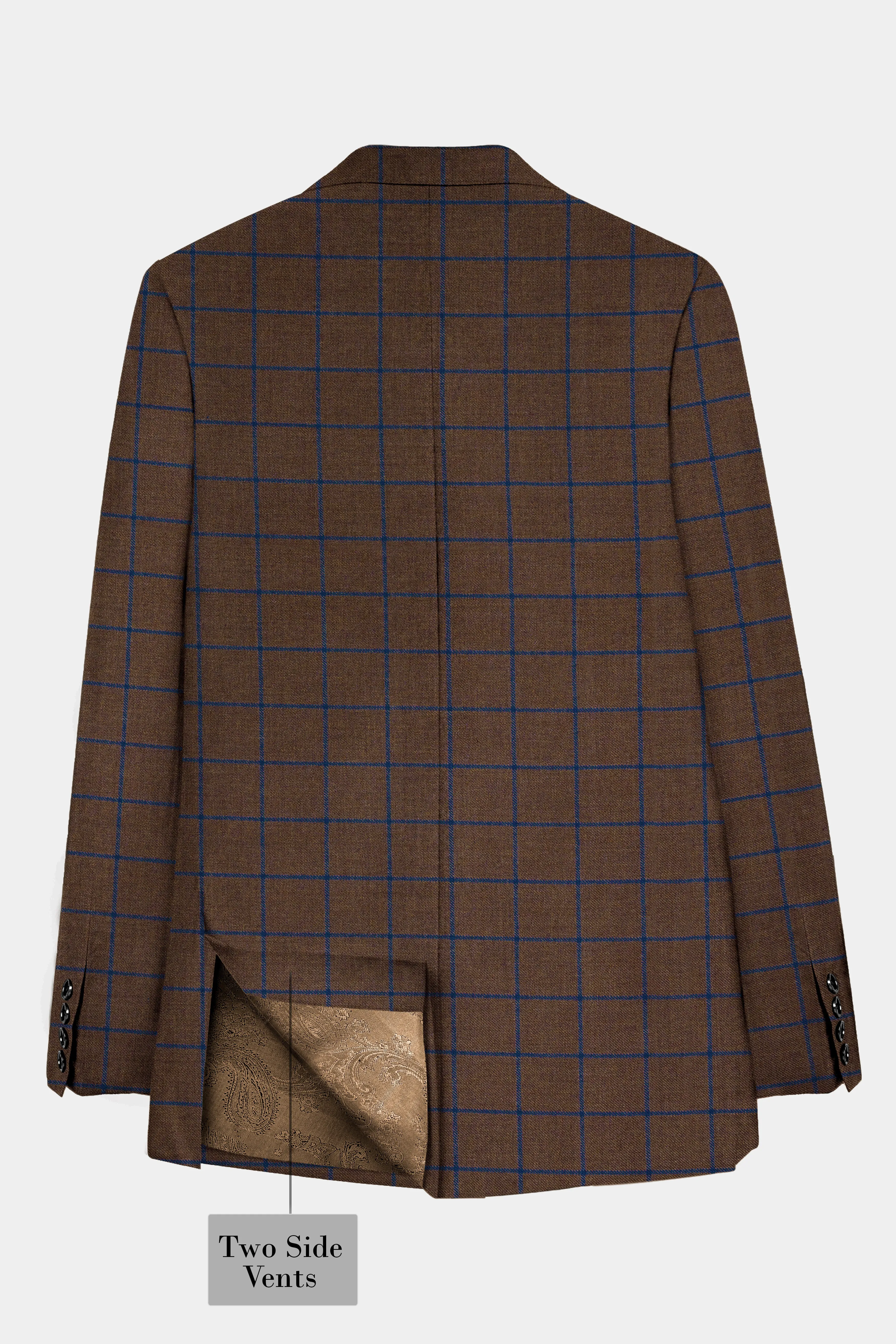 Bistre Brown with Catalina Blue Windowpane Double Breasted Tweed Suit