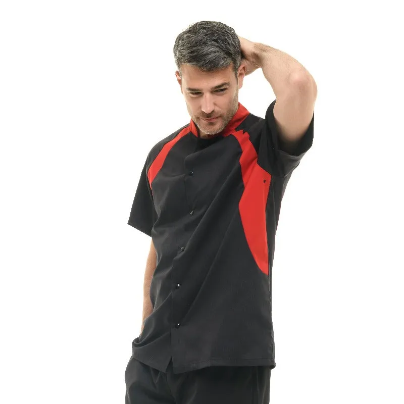 Black and Red Duo Chef Coat - MANELLI