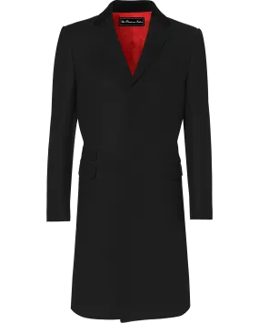 Black Wool Cashmere Covert Overcoat