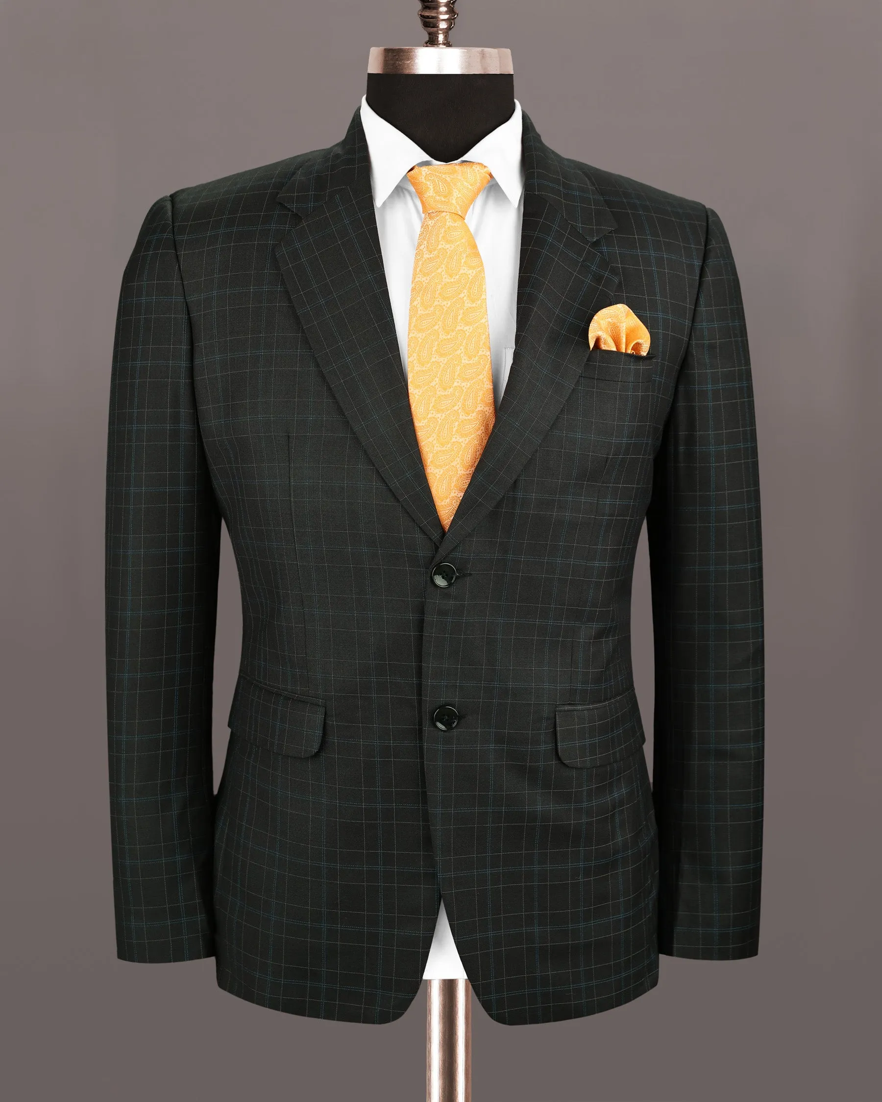 Blackcurrant Windowpane Wool Rich Suit