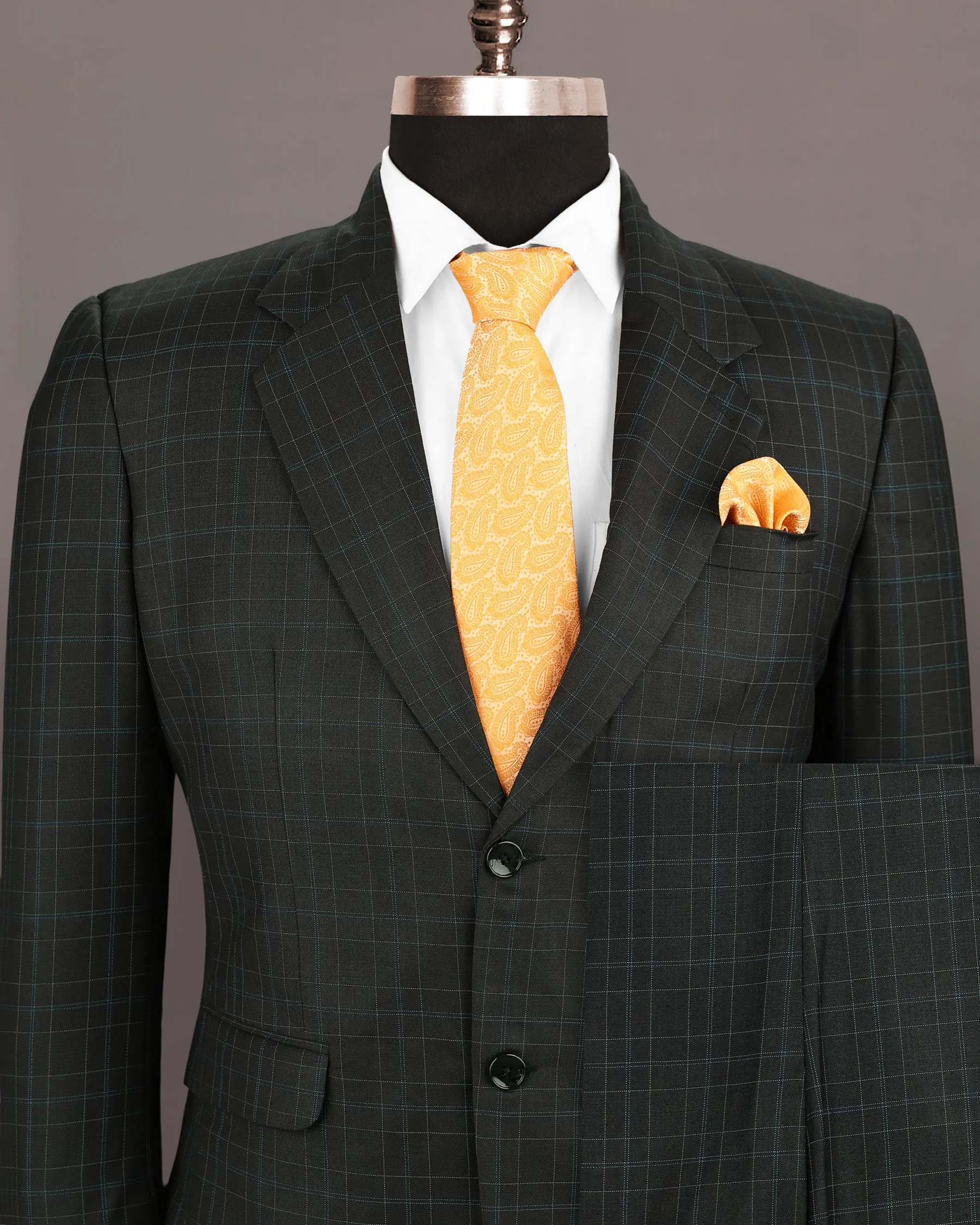 Blackcurrant Windowpane Wool Rich Suit