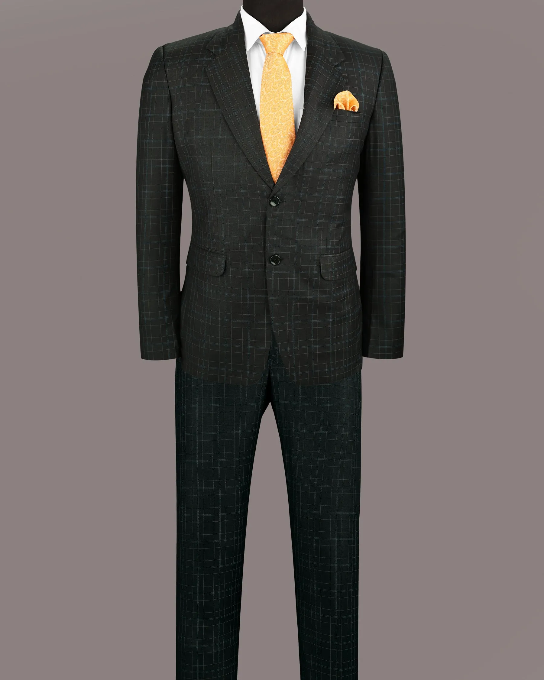 Blackcurrant Windowpane Wool Rich Suit