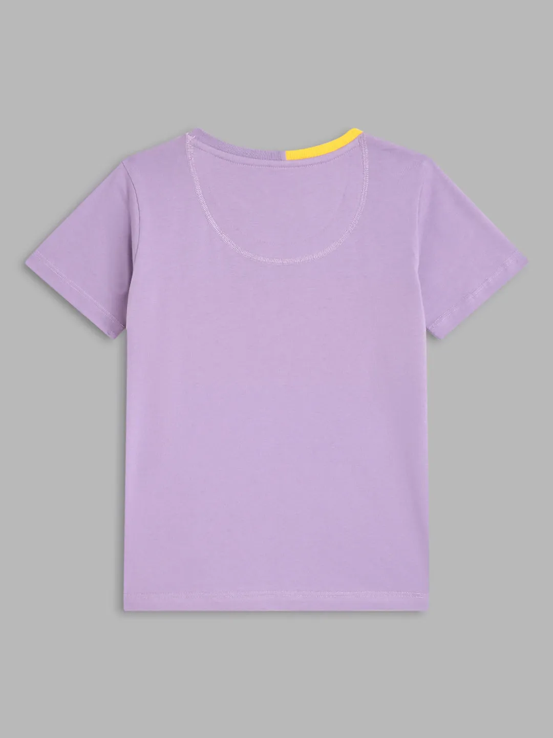 Blue Giraffe Boys Lilac Colour Blocked Round Neck TShirt