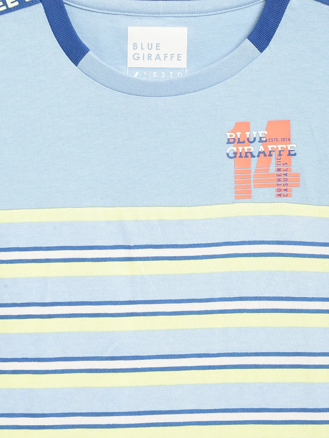 Blue Giraffe Boys Multi Striped Round Neck TShirt