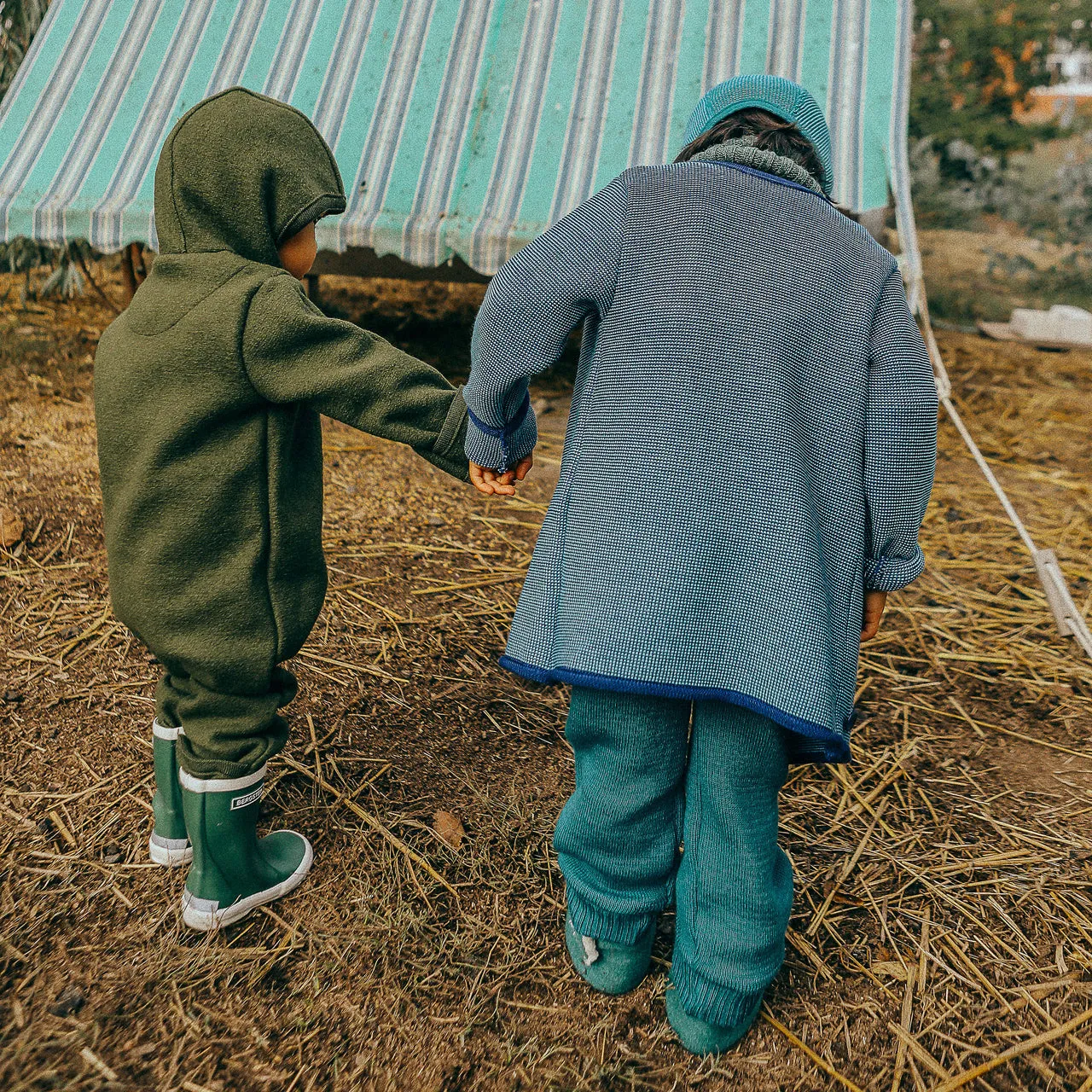 Boiled Wool Overalls with Hood (0-4y)