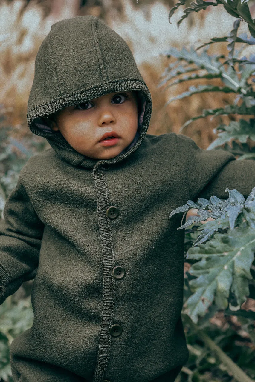 Boiled Wool Overalls with Hood (0-4y)