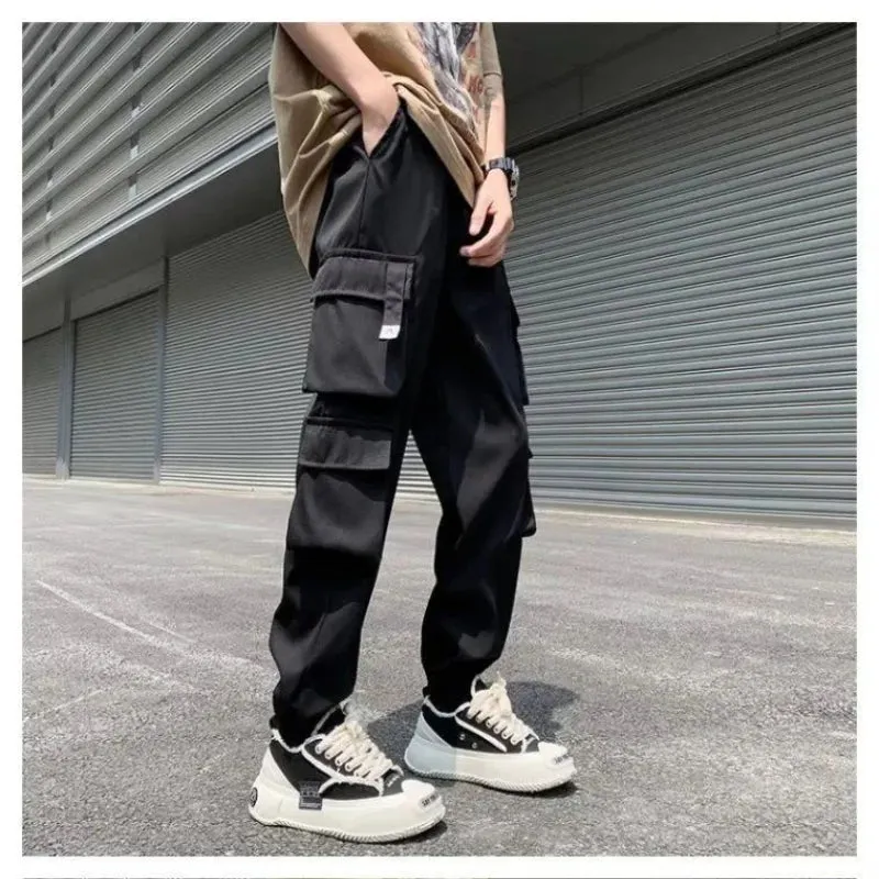 BONSIR  -  Temperament Versatile Casual Men's Clothing Autumn and Winter New Splice Pockets Drawstring Oversize Commuting Cargo Pants