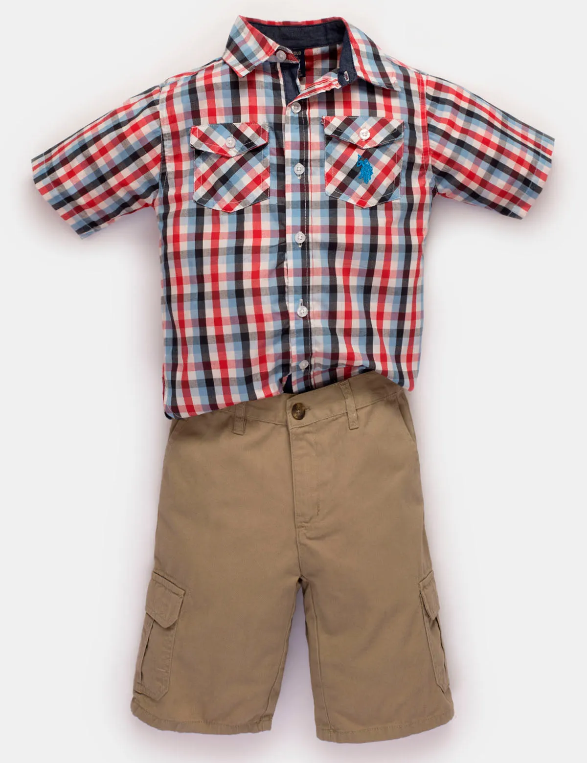 BOYS 2 PIECE SET - SHIRT & CARGO SHORTS