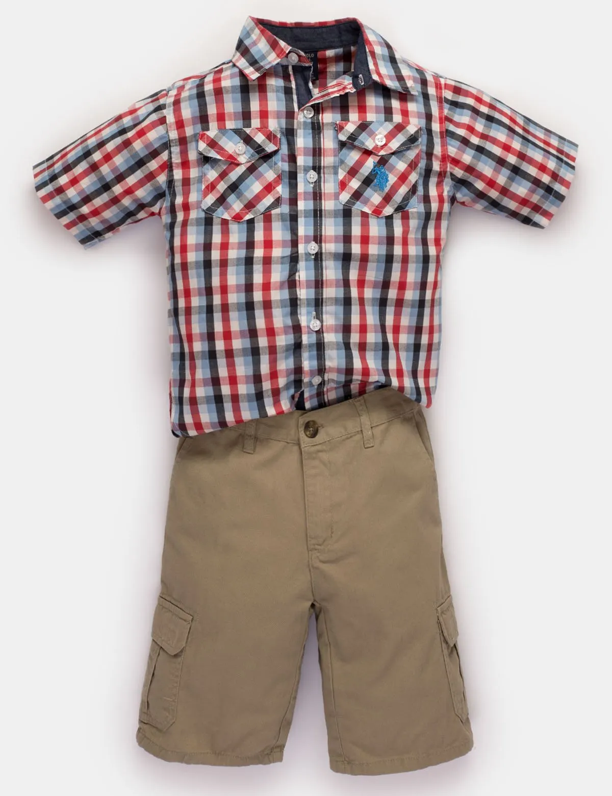 BOYS 2 PIECE SET - SHIRT & CARGO SHORTS