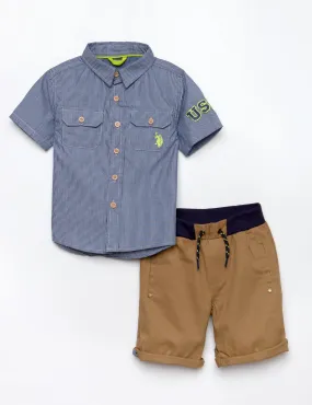 Boys 2 Piece Shirt & Drawstring Short Set