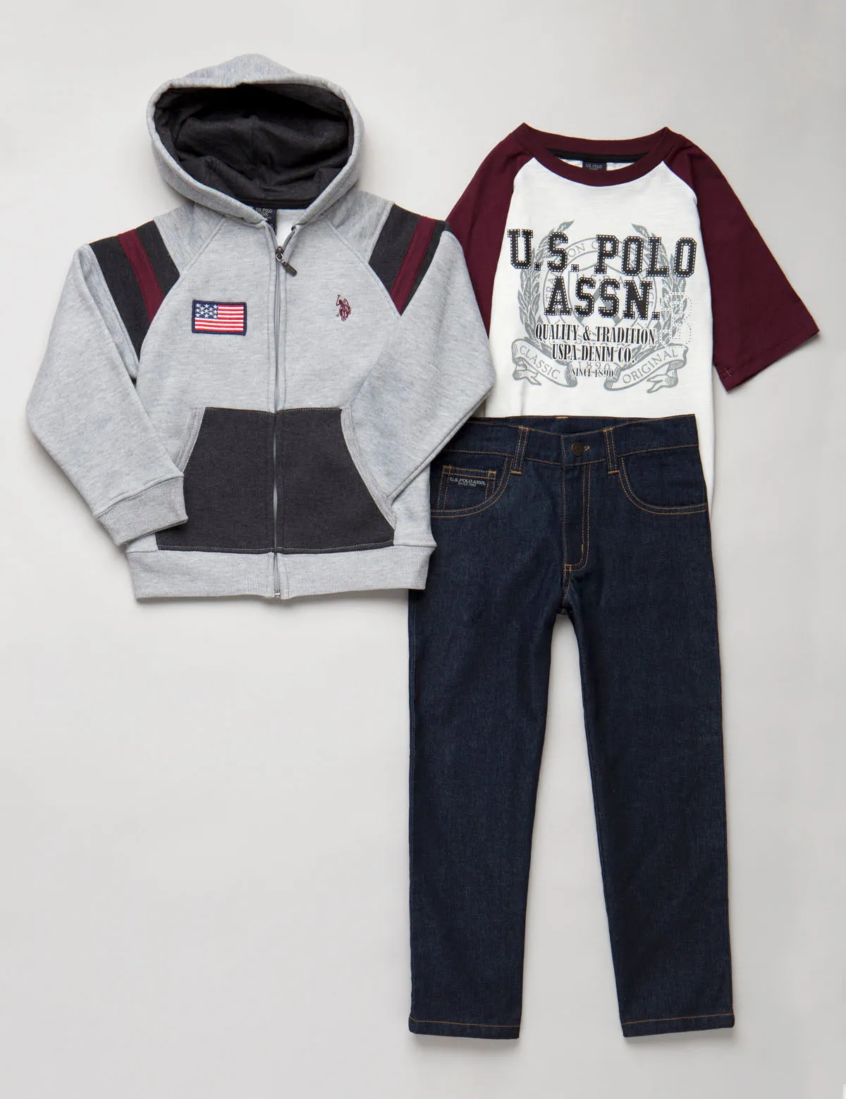 BOYS 3 PIECE SET - TEE, FLEECE & JEANS