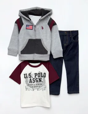 BOYS 3 PIECE SET - TEE, FLEECE & JEANS