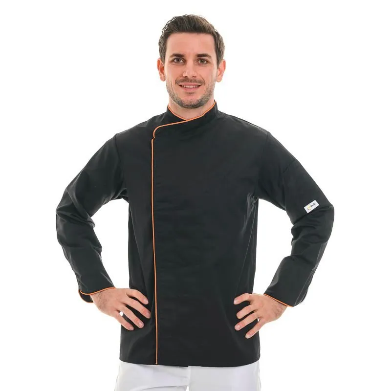 Breathable Short Sleeve or Long Sleeve Chef Coat with Orange Piping - MANELLI