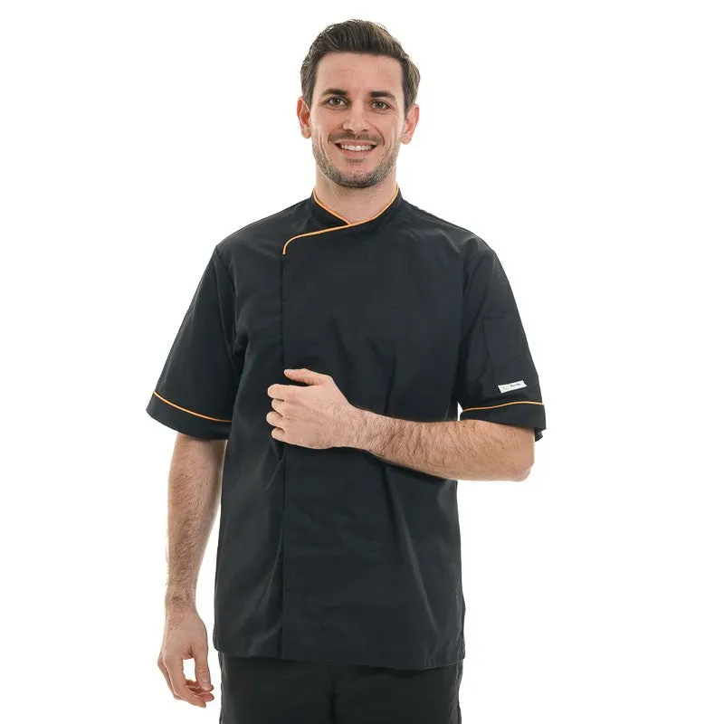 Breathable Short Sleeve or Long Sleeve Chef Coat with Orange Piping - MANELLI