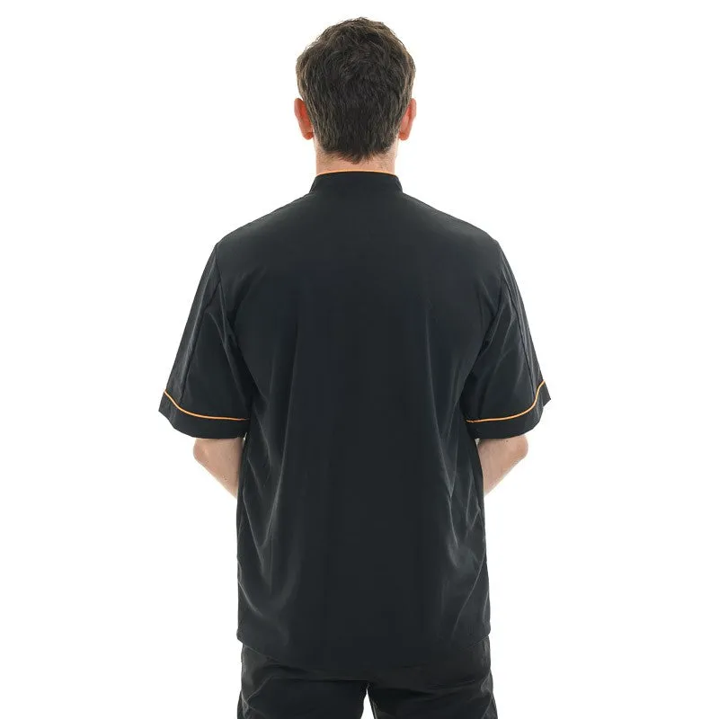 Breathable Short Sleeve or Long Sleeve Chef Coat with Orange Piping - MANELLI