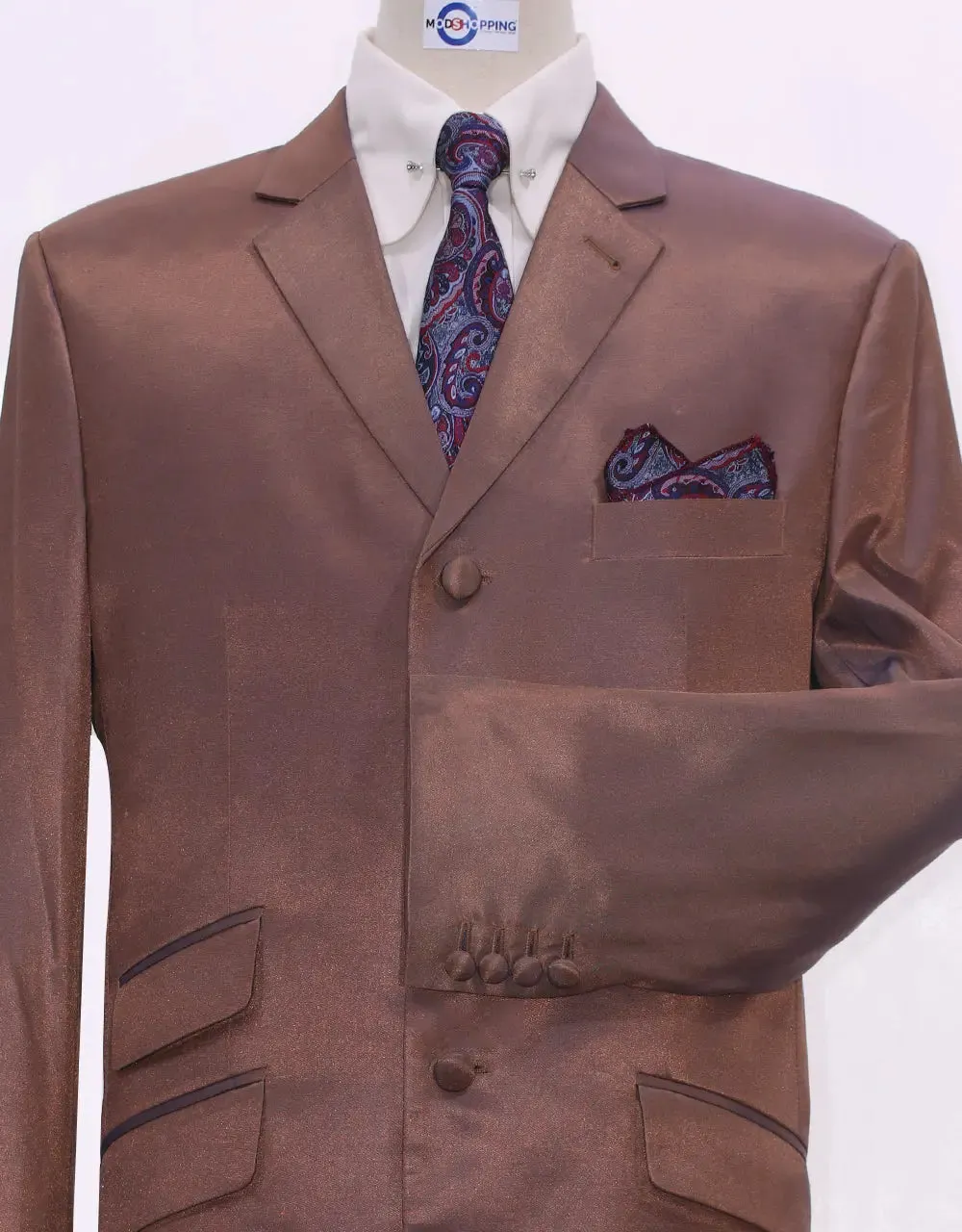 Bronze And Blue Two Tone Suit Jacket Size 40R Trouser 34/32