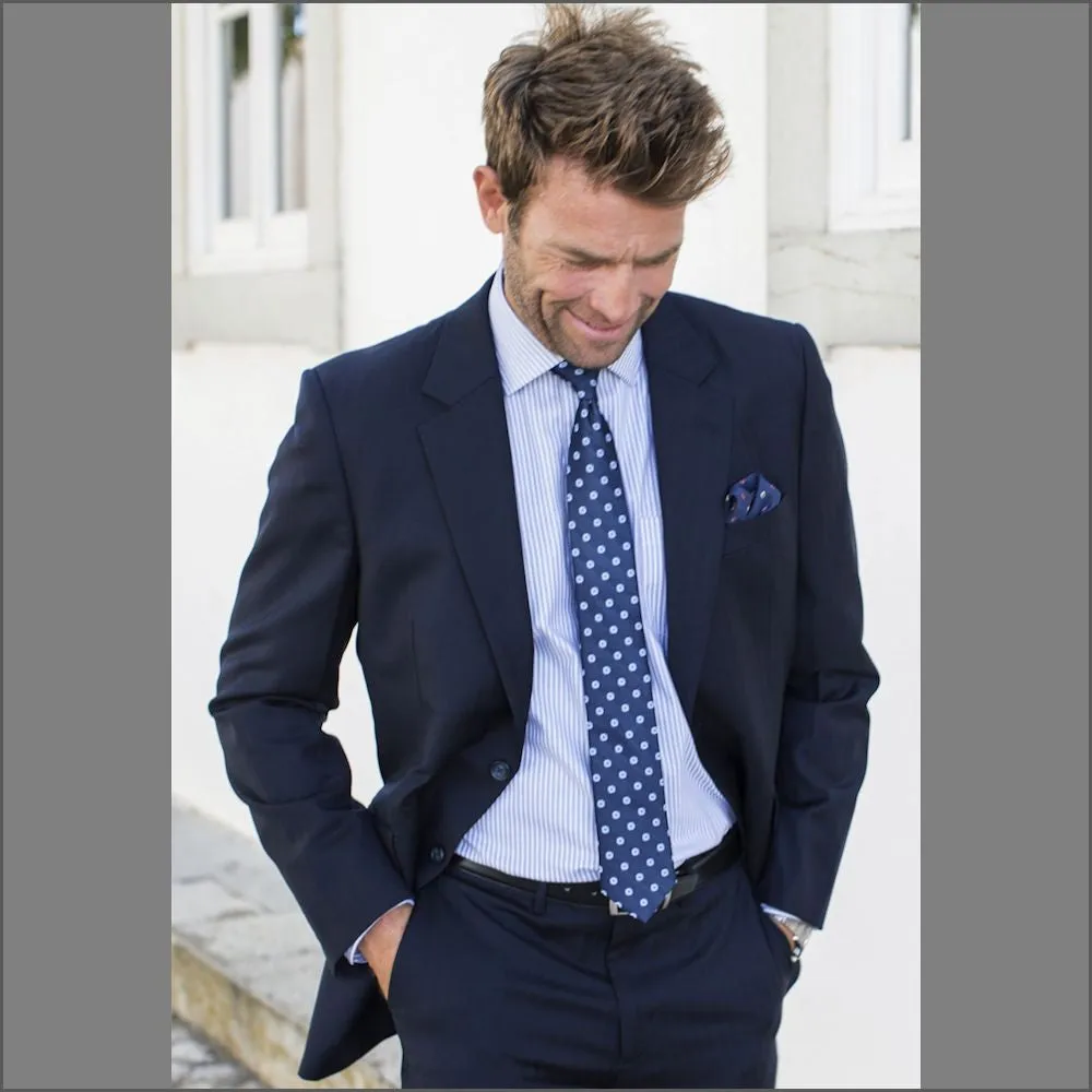 Brook Taverner Dawlish Navy Herringbone Super 110's Suit-