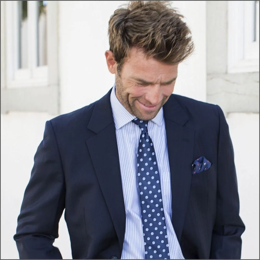 Brook Taverner Dawlish Navy Herringbone Super 110's Suit-