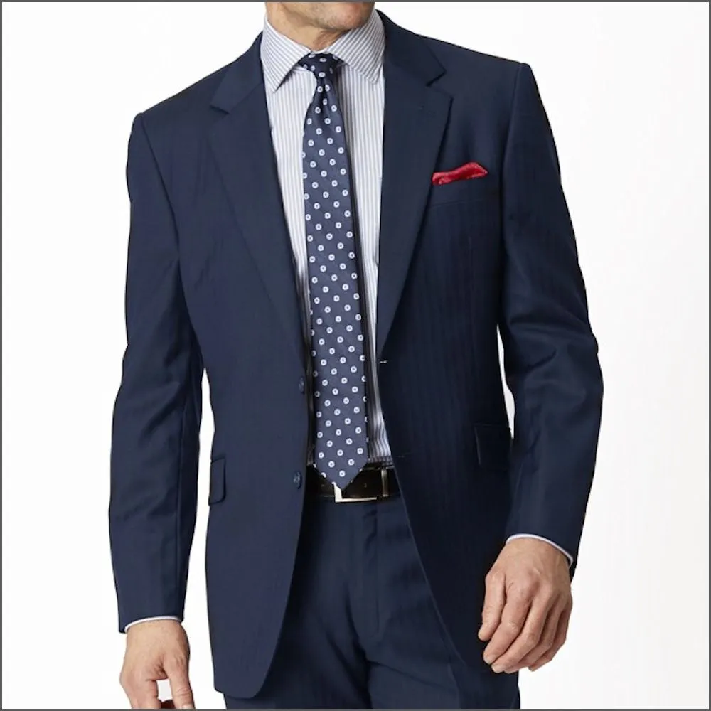 Brook Taverner Dawlish Navy Herringbone Super 110's Suit-