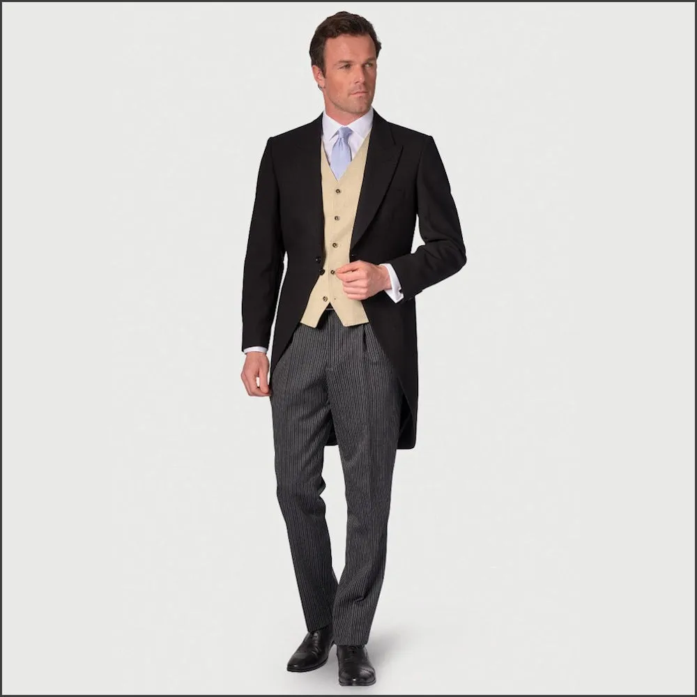 Brook Taverner Regular Fit Black Pure New Wool Morning Suit>