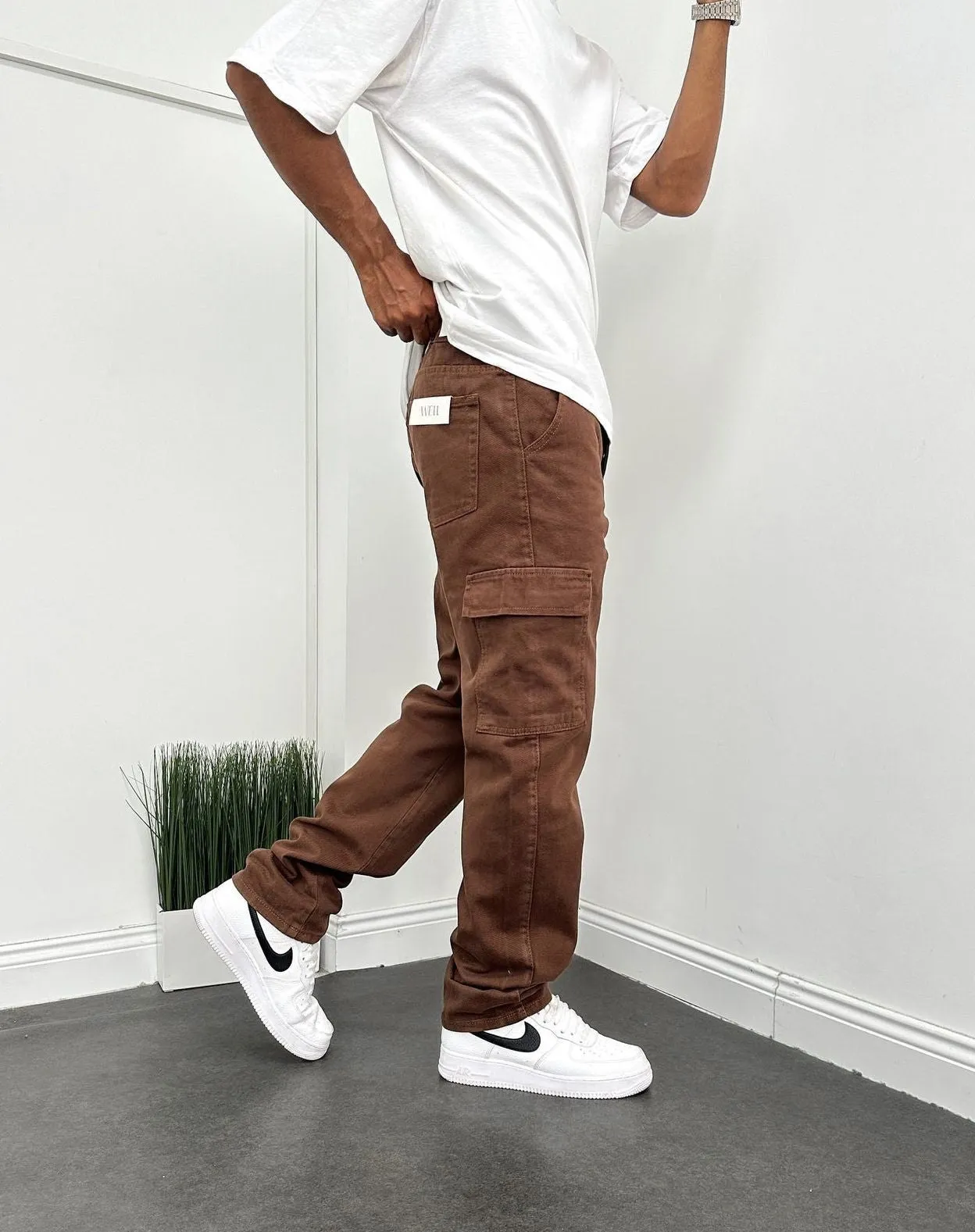 Brown Cargo Jeans BB6666