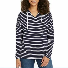 Buffalo David Bitton Women's Relaxed Fit Front Pockets Soft Striped Hoodie