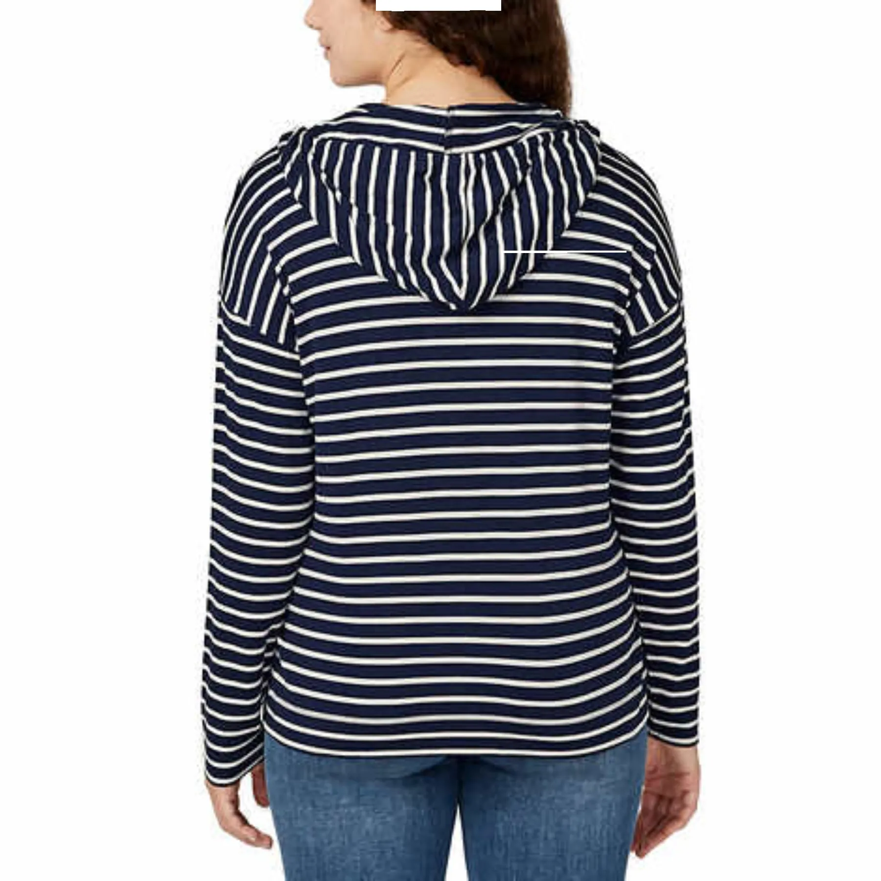 Buffalo David Bitton Women's Relaxed Fit Front Pockets Soft Striped Hoodie