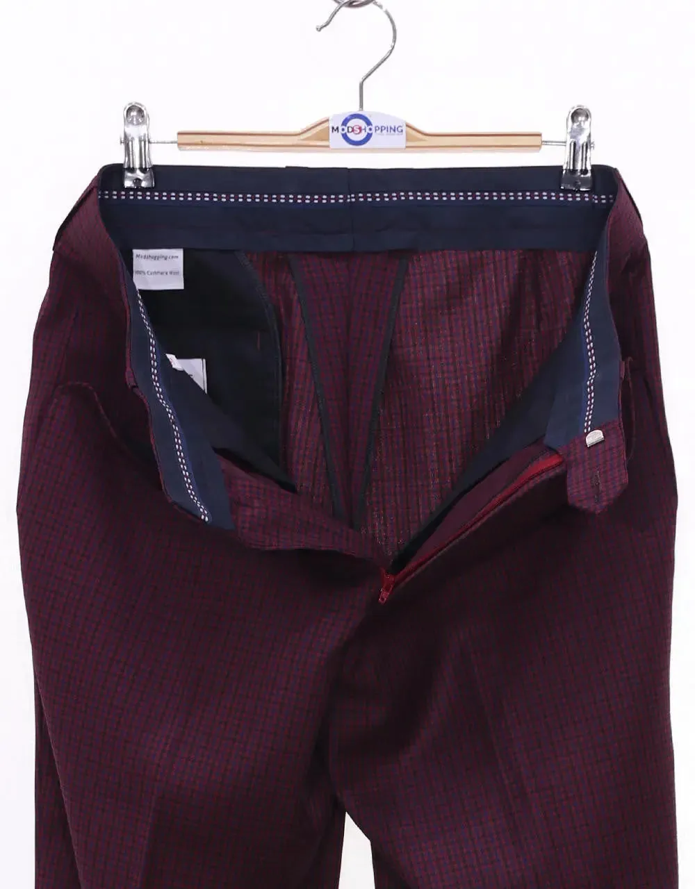 Burgundy Houndstooth Suit Jacket Size 38R Trouser 32/32