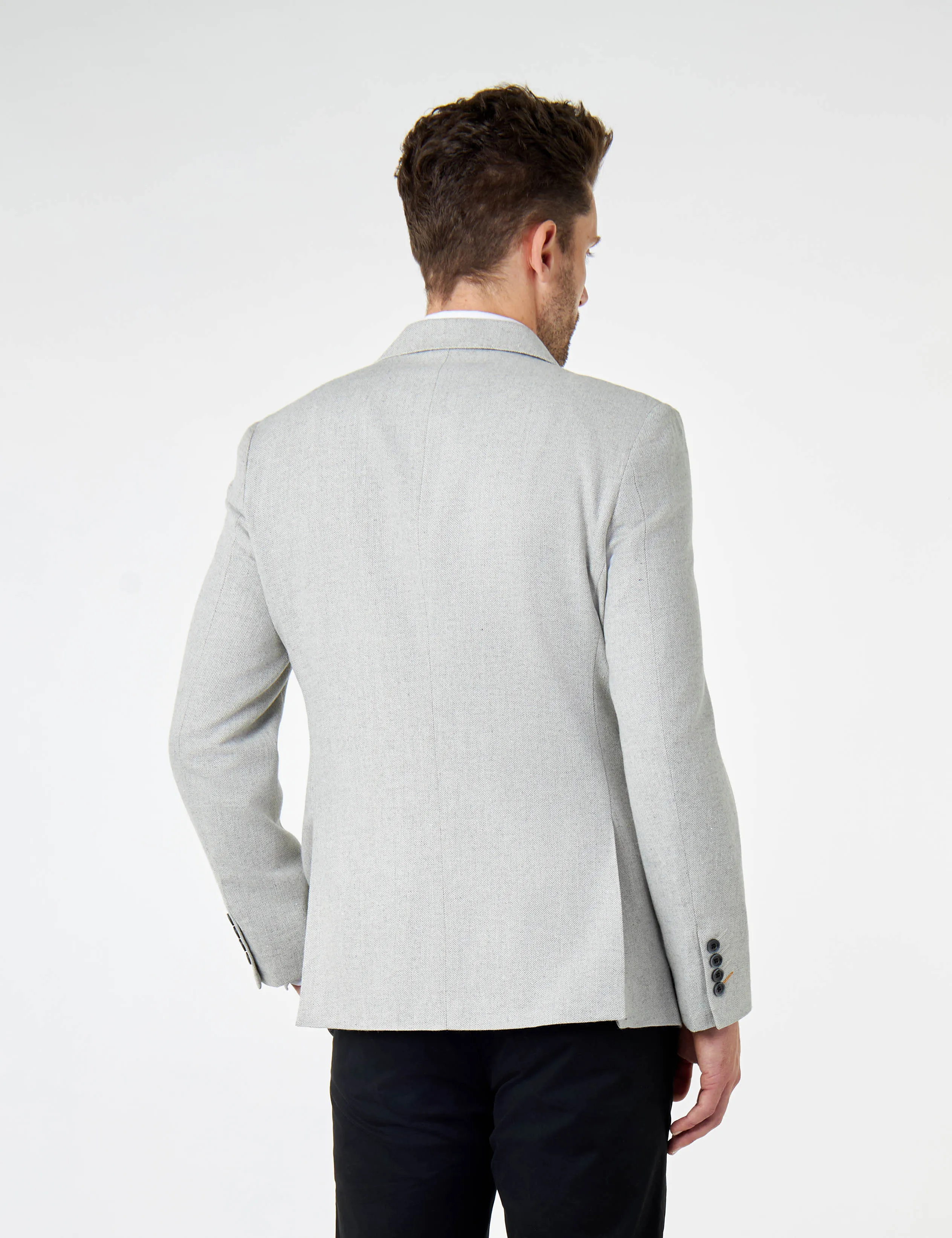 CALIX – Herringbone Tweed Tailored 3 Piece Suit in Grey