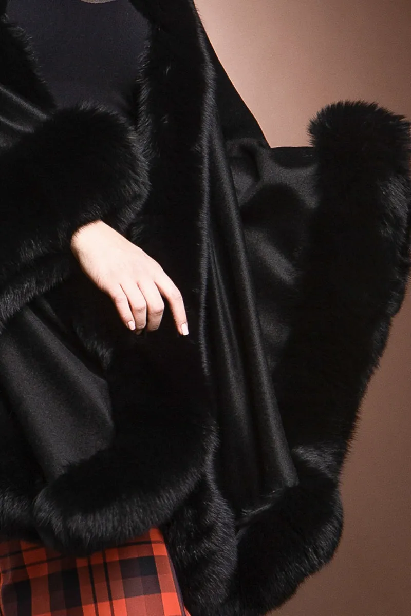 Cashmere Cape with Fox Fur Trim