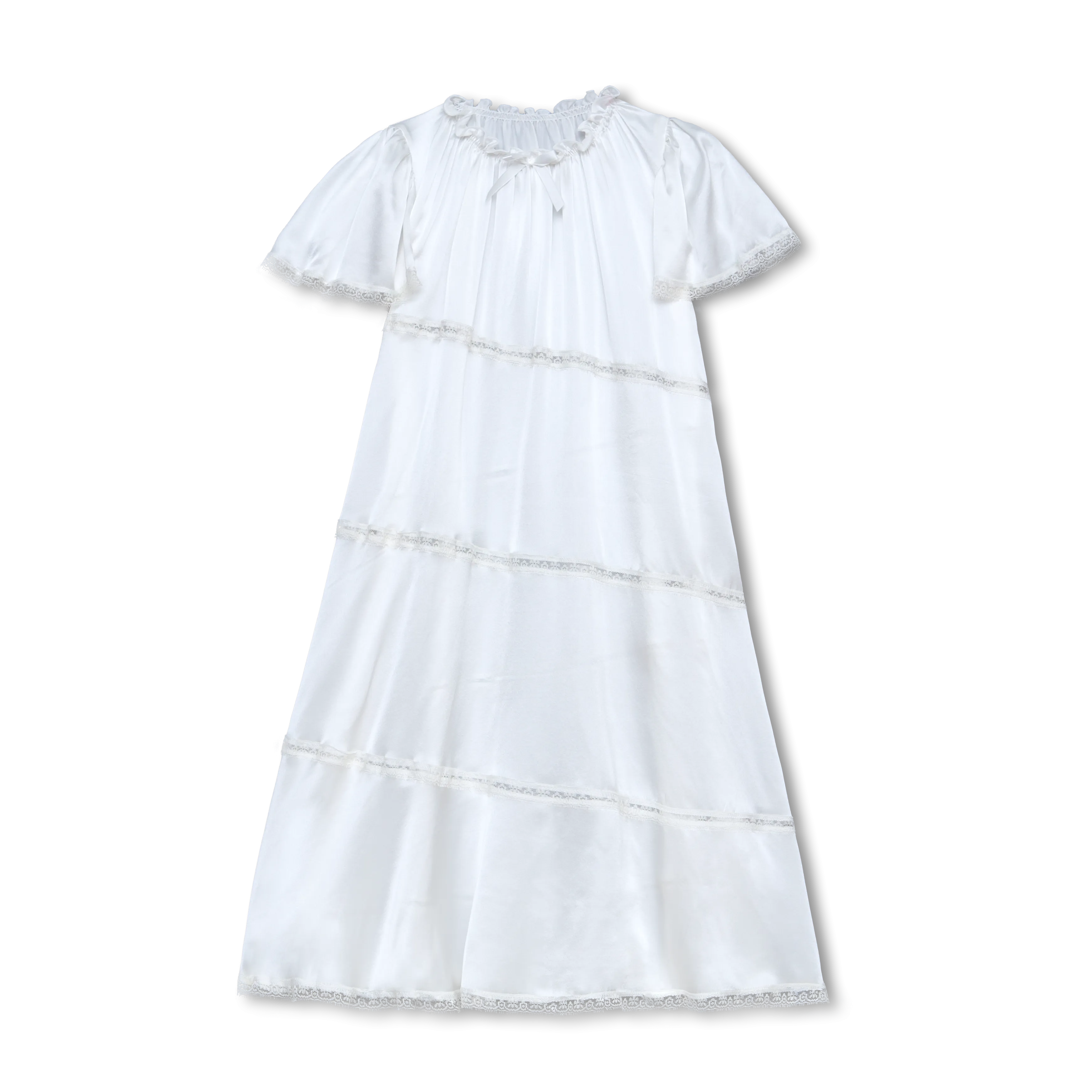 CATHERINE - GIRLS SILK NIGHTDRESS PEARL WHITE