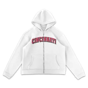 Cincinnati Reds Wordmark Full-Zip Printed Hoodie