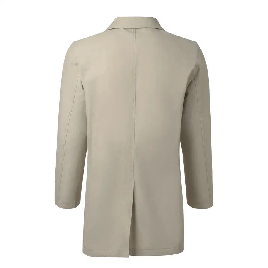 Cotton-Blend Coat in Light Beige