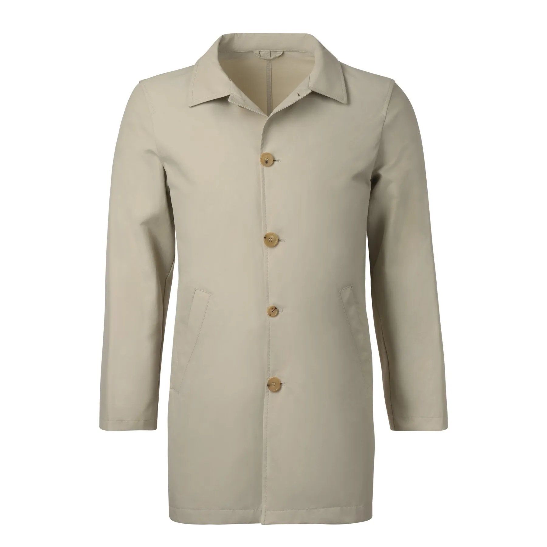 Cotton-Blend Coat in Light Beige