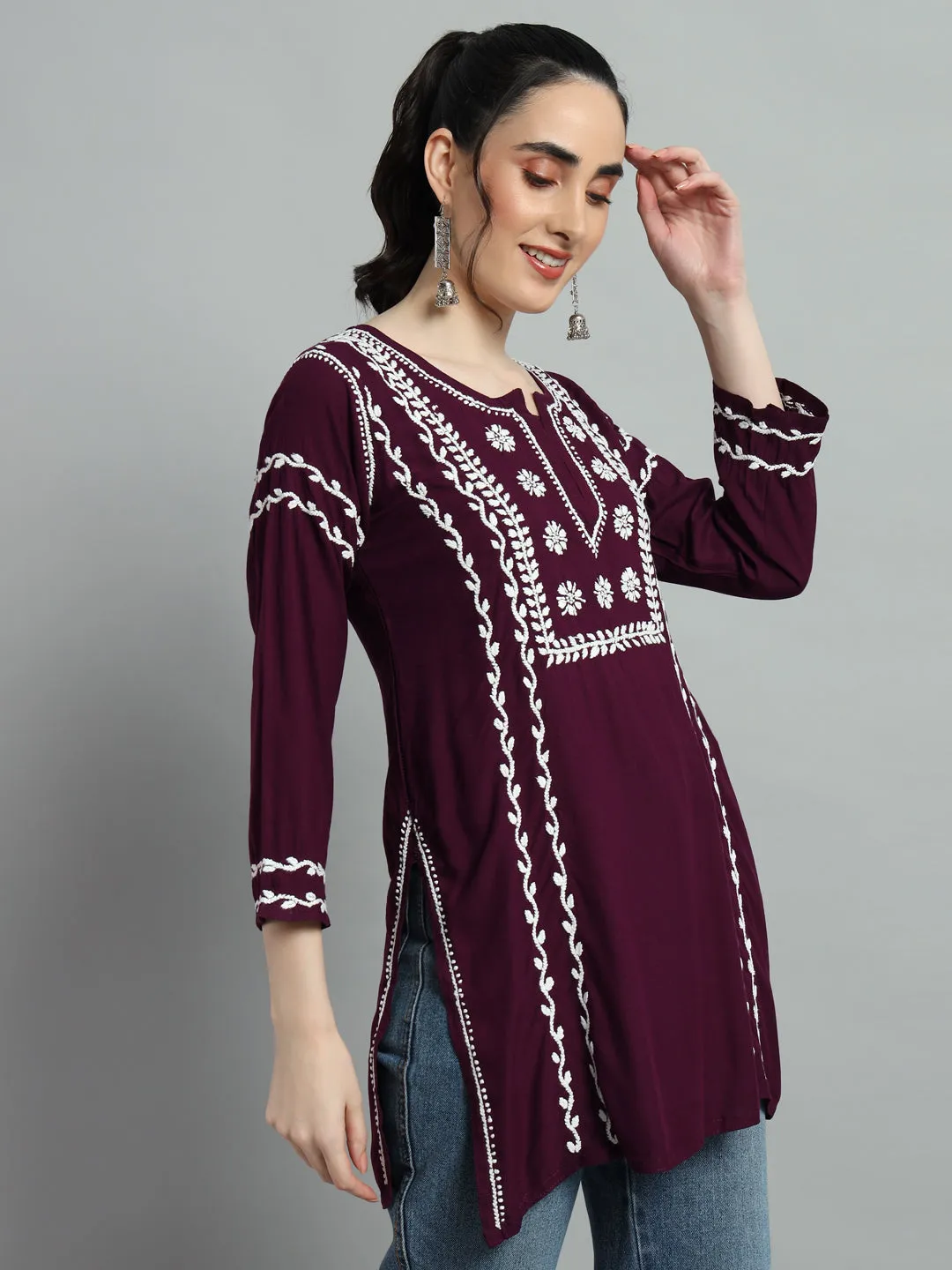 Cotton Rayon Short Vine Kurti for Women