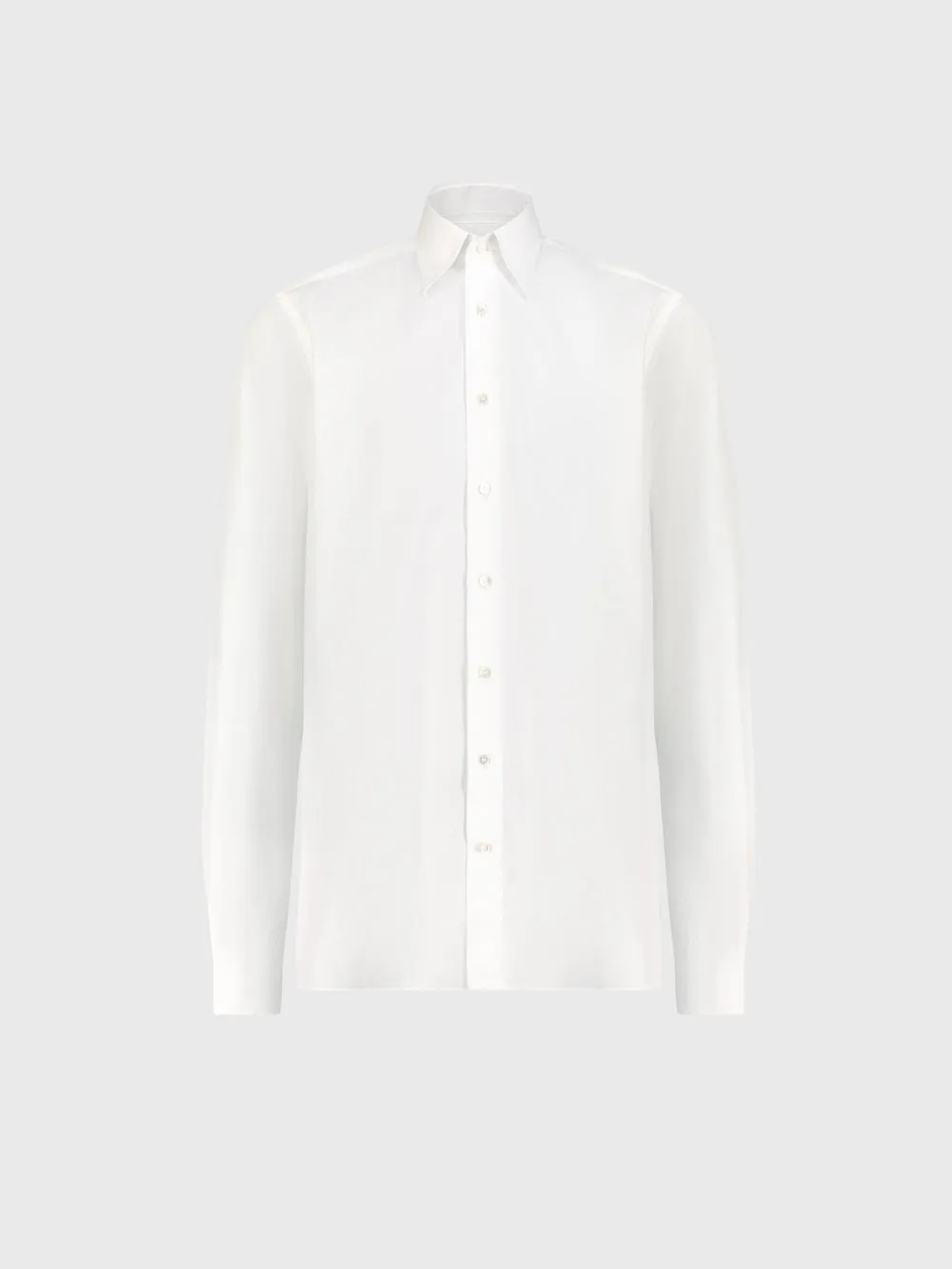 Cotton Shirt with Triple Stitching White