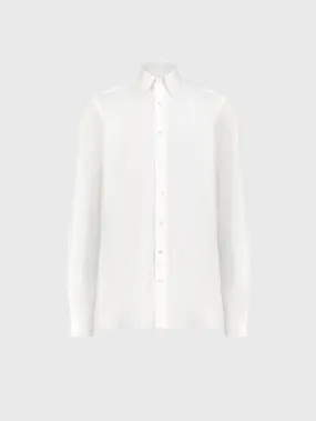 Cotton Shirt with Triple Stitching White