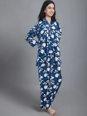 Cozy Hello Kitty Winter Night Suit - Blue & White