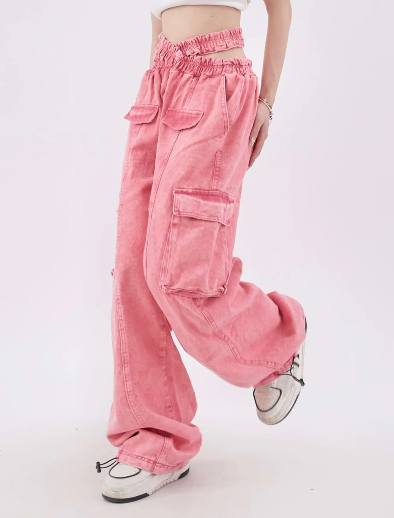 Criss-cross Waist Cargo Pants