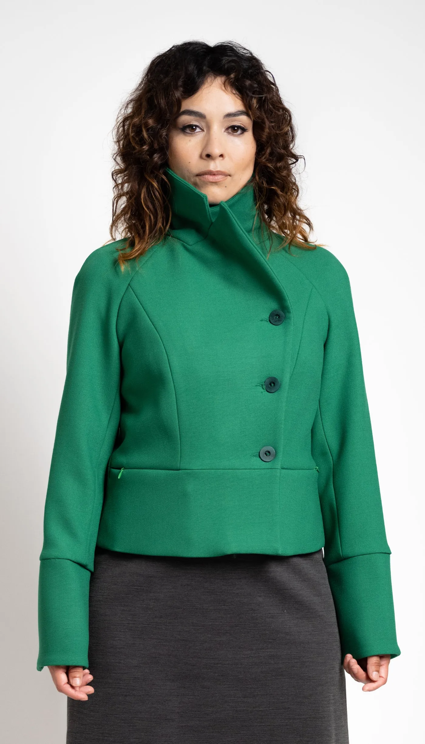 Cropped Notch Collar Jacket