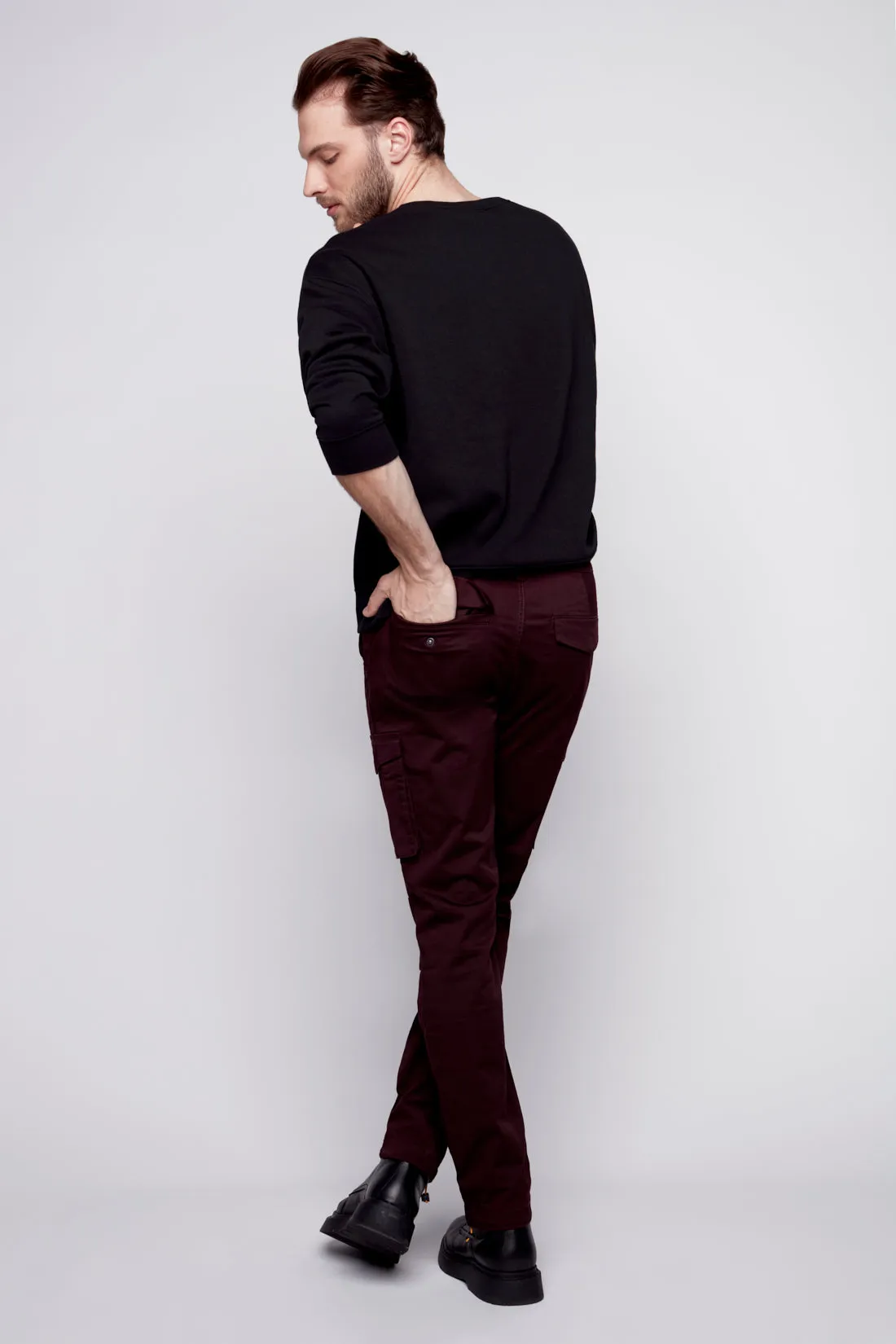 DEAN -  Slim Fit Cargo Chinos (Convertible Joggers) - Wine